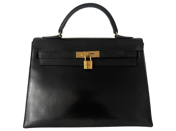 Bolsa Hermès Kelly 32 em couro box preto