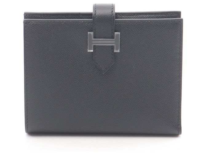 Billetera compacta Bearn de piel Hermès Negro