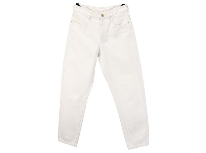 Jeans brancos de cintura alta em algodão Brunello Cucinelli