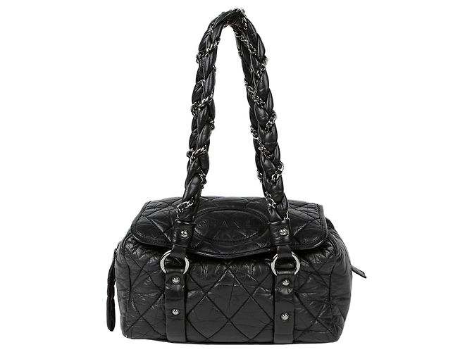 Chanel Sac à main Bowling en chaîne Noir