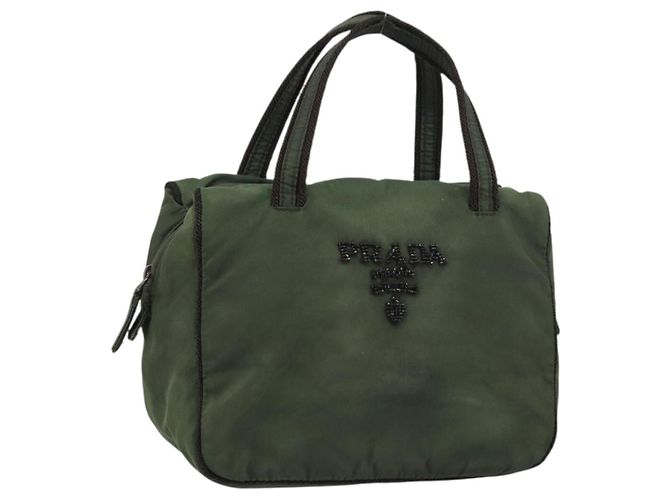 PRADA Sac à main en nylon vert Auth 160276