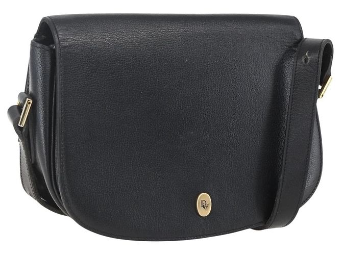 Borsa a Spalla Christian Dior in Pelle Nera Oro Auth 159033 Nero D'oro