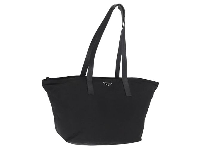 Prada Tote Bag aus schwarzem Nylon mit Silber authentisch 160272