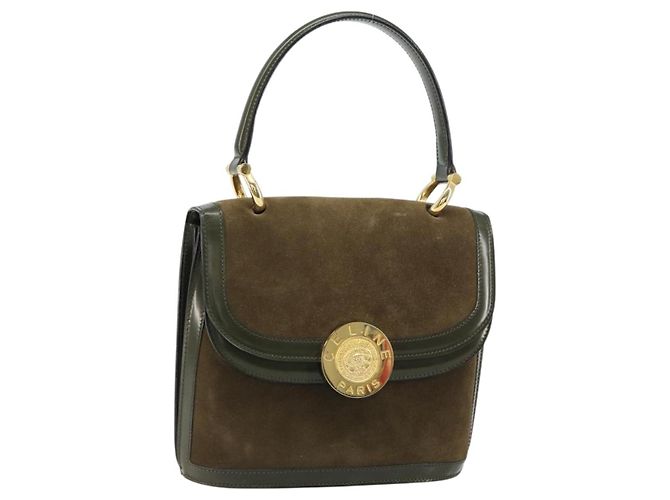 Céline Sac à main CELINE en daim kaki or Auth 159231 Doré
