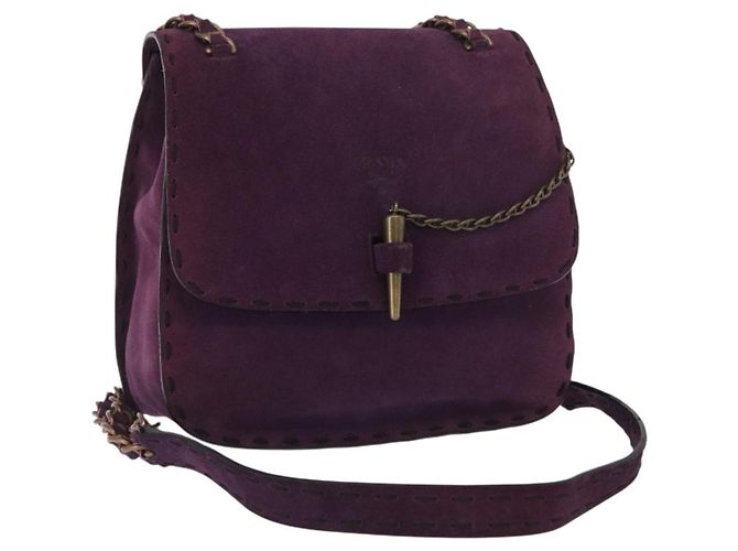 Borsa a Spalla PRADA Camoscio Viola Oro Auth 158394 D'oro Porpora