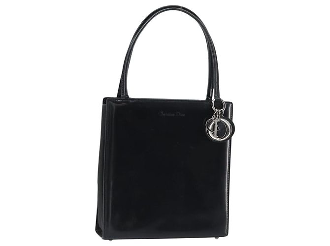 Borsa a Mano Christian Dior in Pelle Nera Argento Auth gh1468 Nero
