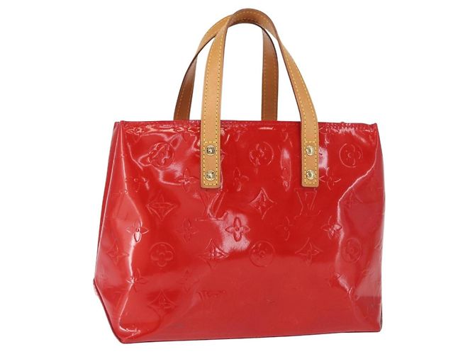 LOUIS VUITTON Monogram Vernis Reade PM Hand Bag Red Rouge M91088 LV Auth BA9357