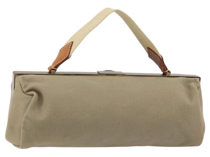 Bolsa Miu Miu em lona caqui dourada Auth 159399 Dourado