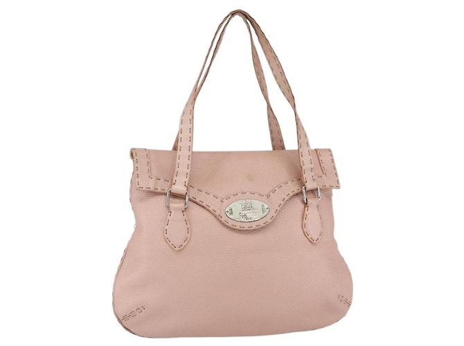 Bolsa de mão FENDI Celeria em couro rosa Auth ka1320
