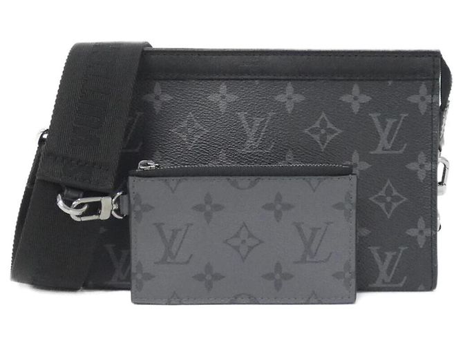 Louis Vuitton Monogram Eclipse Reverse Gaston Wearable Wallet Shoulder Bag Black Grey