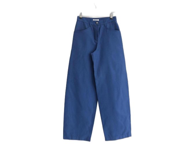 Jeans de algodón/seda de pierna de barril Chanel Resort 2012 Azul