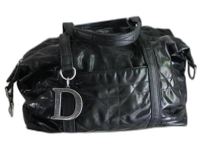 Borsa Dior in pelle nera e tela trapuntata Nero