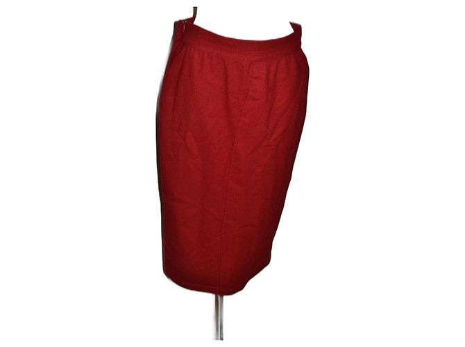 Falda midi de lana roja Gianni Versace