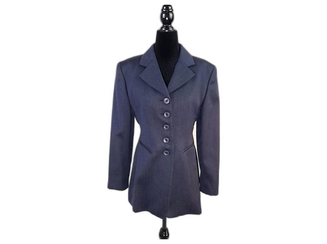 Byblos lange graue Jacke aus den 90ern Blau