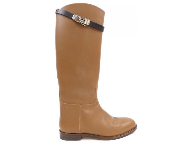 Botas longas em couro box calf Hermès Marrom