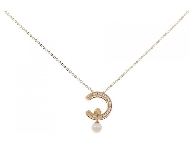 Autre Marque Collar de perlas de agua dulce en oro rosa 750 con diamantes