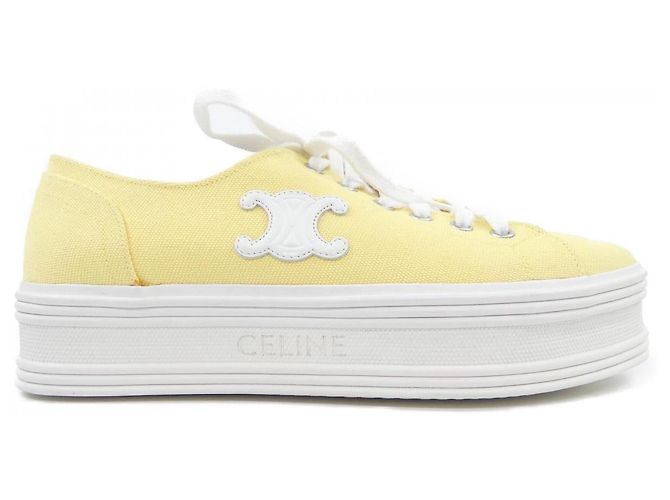 Céline Tênis de lona e couro de bezerro Celine Amarelo