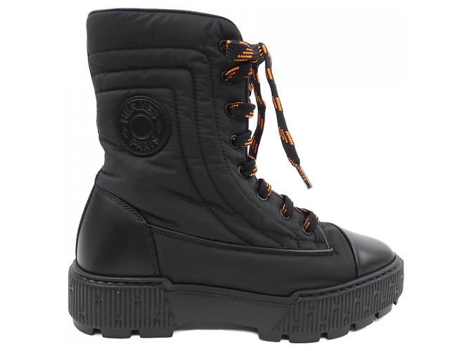 Hermès Bottines Hermes Parachute Fabric Calf37 Noir
