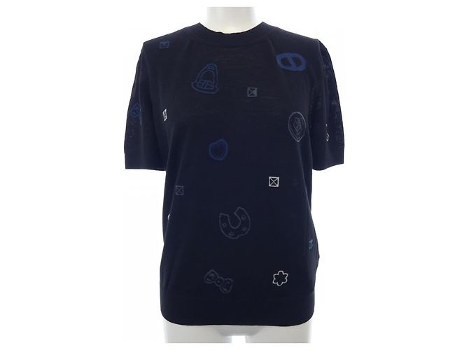 Hermès Top de punto Hermes Negro Azul