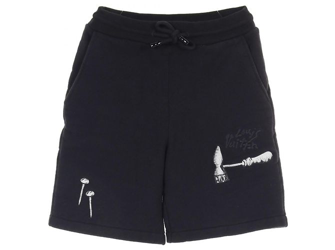 Pantalones cortos de algodón bordados LV Multitool Louis Vuitton Negro