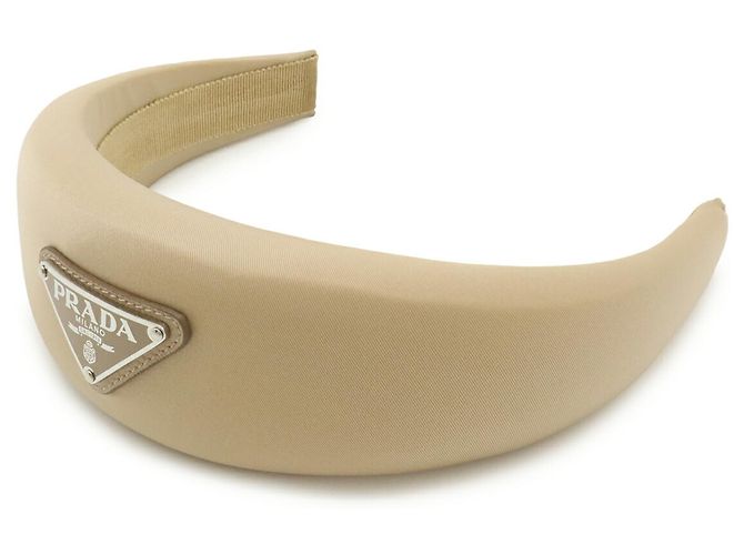 Fascia per Capelli Triangle Prada in Nylon Beige