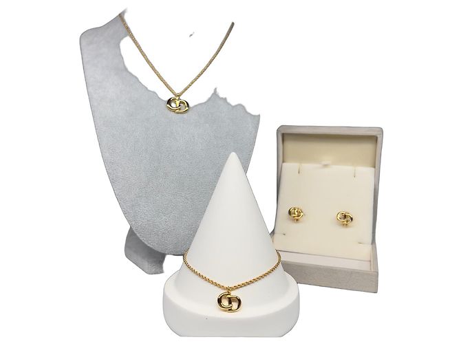 Set collana, orecchini e bracciale Christian Dior con scatola D'oro