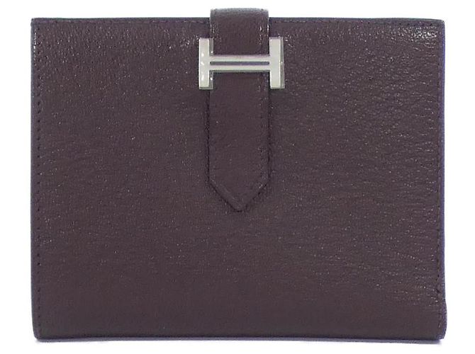 Portefeuille Compact Chevre Béarn d'Hermès Marron