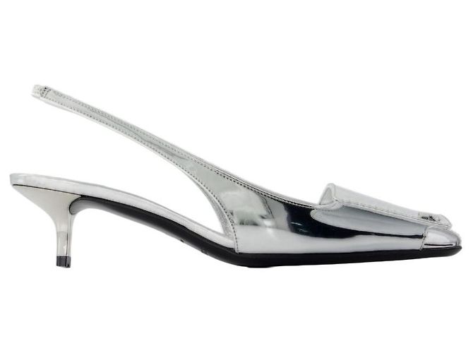 Faltbare Spiegel-Kitten-Pumps - Courreges - Synthetik - Silber