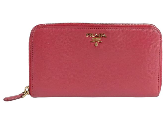 Saffiano Prada Cartera con cremallera Rosa 