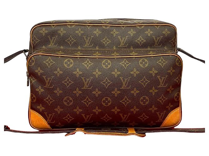 Louis Vuitton Nile Monogram Leather Shoulder Bag Metallic Bronze
