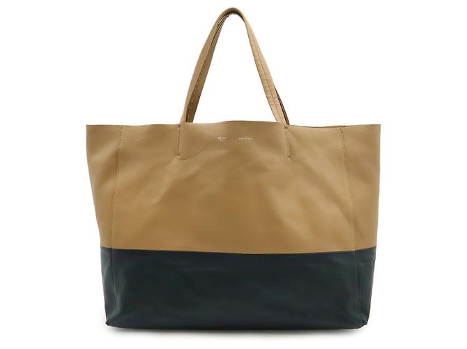 Cabas Céline Bolsa tote de couro horizontal Celine Marrom Bege