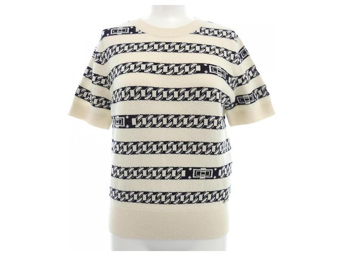 Timeless Chanel Kaschmir-Strickoberteil Schwarz Weiß