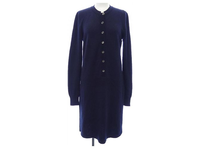Timeless Chanel Kaschmir-Mix Kleid Blau Marineblau