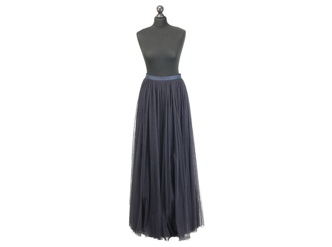 Needle & Thread Navy Blue Tulle A-line Maxi Skirt
