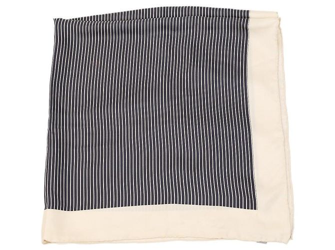 Sciarpa Sportmax in seta blu navy a righe con bordi beige