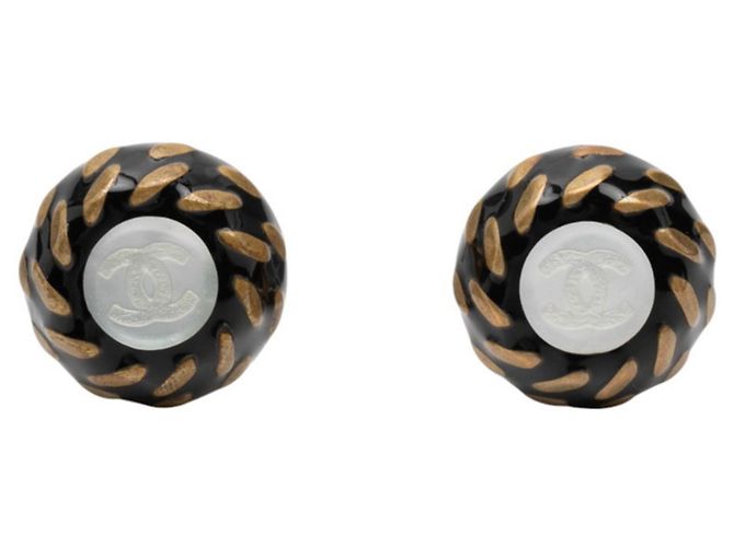 Orecchini Clip Coco Mark di Chanel Nero D'oro 