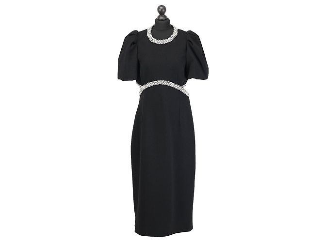 Rebecca Vallance Eva Midi-Kleid Schwarz mit Perlen