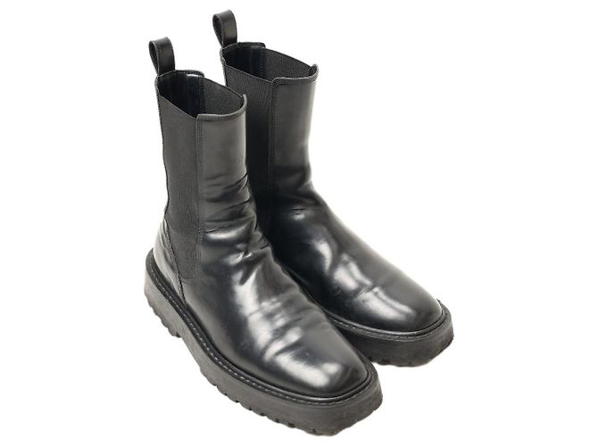 Dries Van Noten Black Leather Ankle Boots