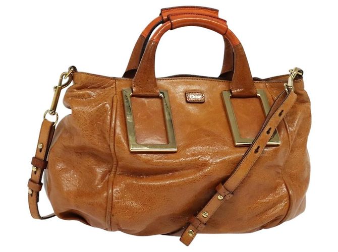 Chloé Bolsa de mão em couro Chloe Ethel Marrom