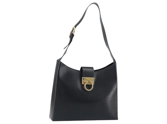 Borsa a mano Salvatore Ferragamo in pelle nera e oro Auth 160052 Nero D'oro