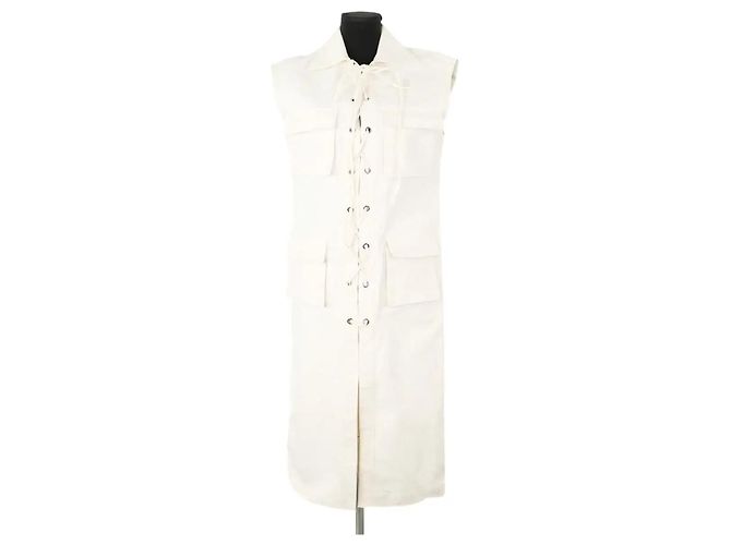 Autre Marque Kleid aus Baumwolle in Ecru Roh