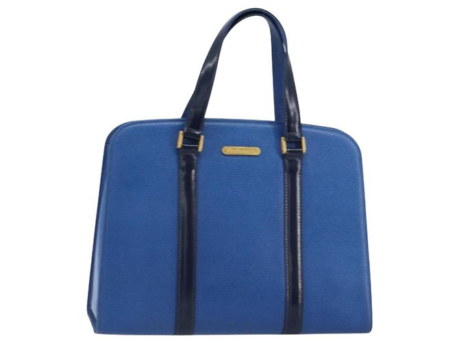 Autre Marque Borsa a mano Burberry in pelle blu e oro Auth 159091 D'oro