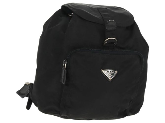 PRADA Backpack Nylon Black Silver Auth 159056 Silvery