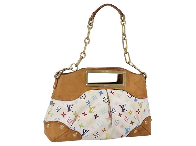 LOUIS VUITTON Bolsa de Mão Judy MM Multicolor Monograma 2em1 Branca M40255 Auth ka1257 Branco