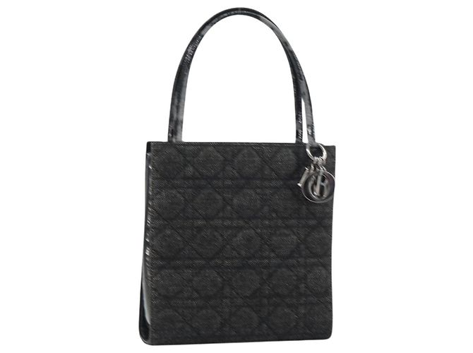 Christian Dior Borsa Lady Dior in denim nero e argento Auth 160181