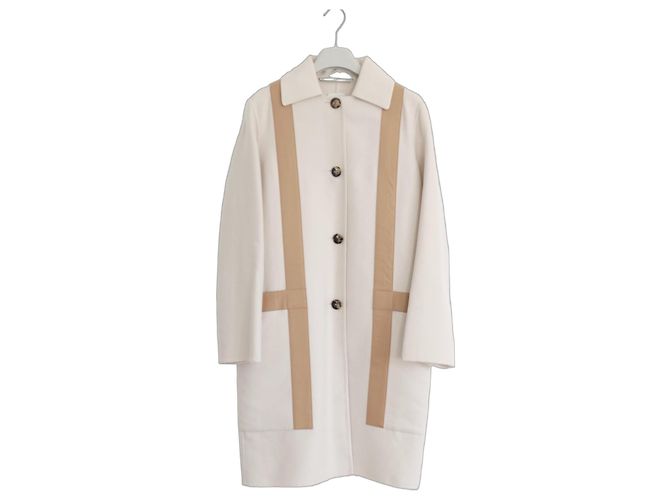 Casaco de cashmere e couro Hermès H Cru