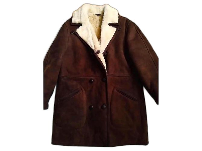Autre Marque Brauner Shearling Mantel Herren Größe 50