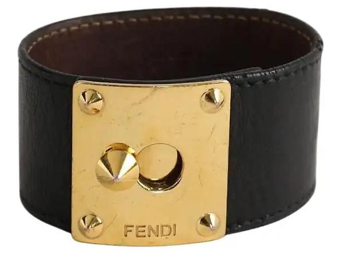 Fendi Schwarzes Lederarmband 