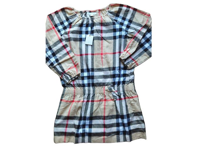 Burberry Karokleid für Mädchen Schwarz Weiß Rot Beige