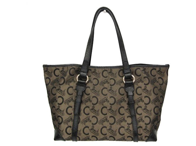 Céline Celine C Macadam Karottenmuster Tote Bag Schwarz Beige